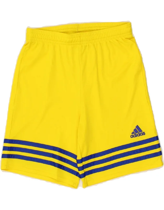 Fresh And Simple ADIDAS Boys Climalite Sport Shorts 11-12 Years Large Yellow Polyester