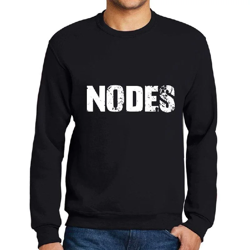 Sporty Comfort Men's Printed Graphic Sweatshirt Popular Words NODES Deep Black
