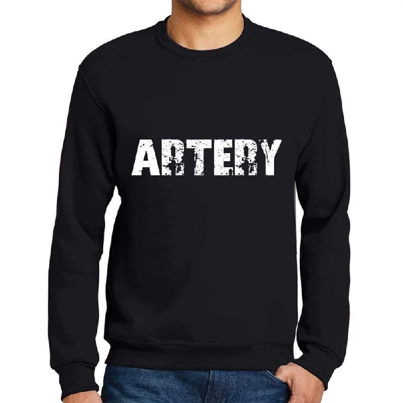 Designer Style Men's Printed Graphic Sweatshirt Popular Words ARTERY Deep Black