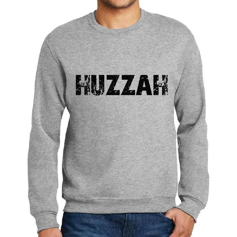 Basic Comfort Men's Printed Graphic Sweatshirt Popular Words HUZZAH Grey Marl