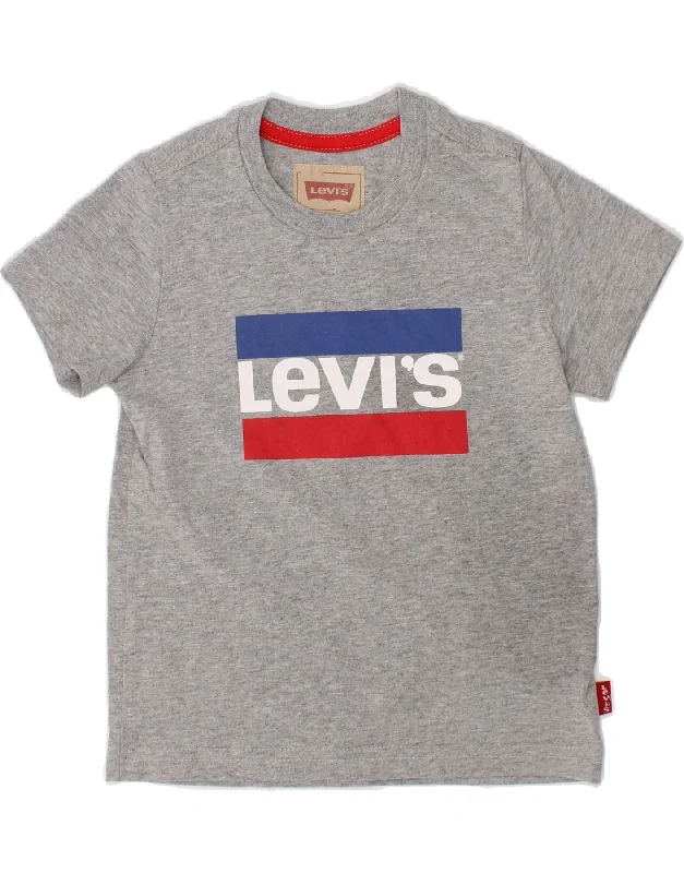 Classic LEVI'S Boys Graphic T-Shirt Top 2-3 Years Grey