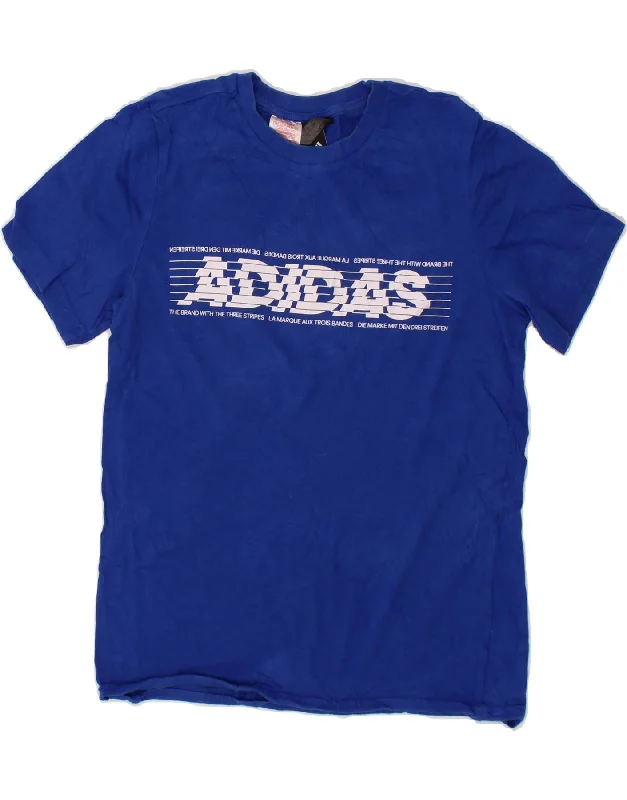 Leisure Sports ADIDAS Boys Graphic T-Shirt Top 13-14 Years Blue Cotton