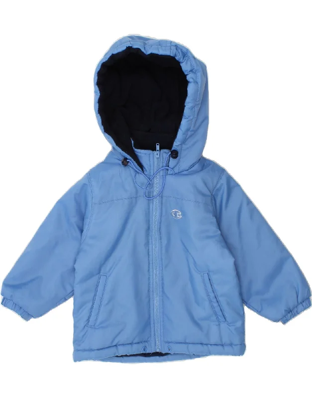 Stylish Casuals CHAMPION Baby Girls Hooded Windbreaker Jacket 3-6 Months Blue Polyamide