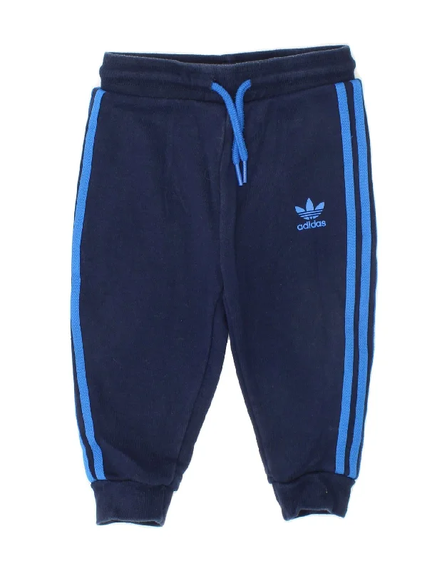 Comfy Chic Wear ADIDAS Baby Boys Joggers Tracksuit Trousers 12-18 Months Navy Blue Cotton