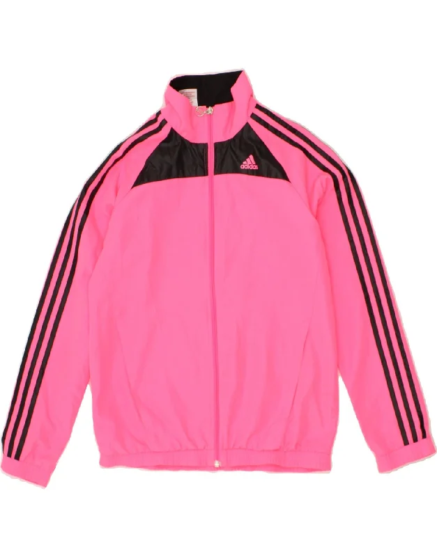 High-end Sense ADIDAS Girls Tracksuit Top Jacket 13-14 Years Pink Colourblock Polyester