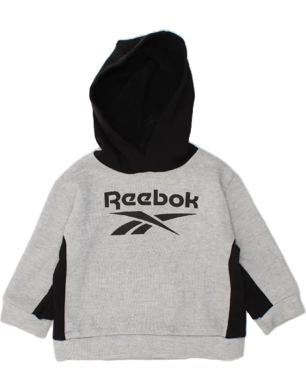Trendy Traveler REEBOK Baby Boys Graphic Hoodie Jumper 12-18 Months Grey Colourblock