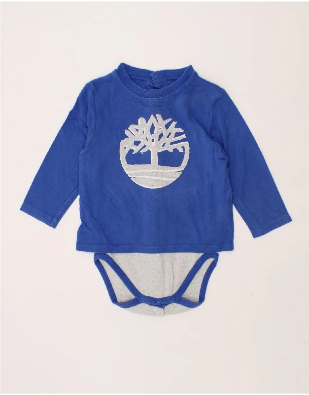 Classic Series TIMBERLAND Baby Boys Graphic Bodysuit 12-18 Months Blue Colourblock Cotton