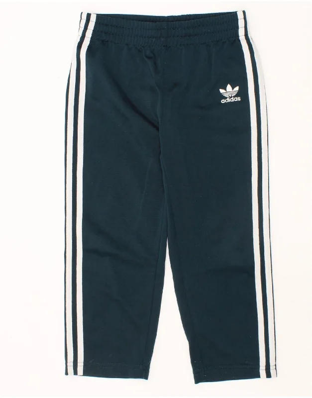 Versatile Casuals ADIDAS Boys Tracksuit Trousers 3-4 Years Green Polyester