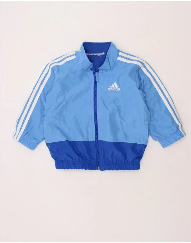 Trendy Looks ADIDAS Baby Boys Tracksuit Top Jacket 18-24 Months Blue Colourblock