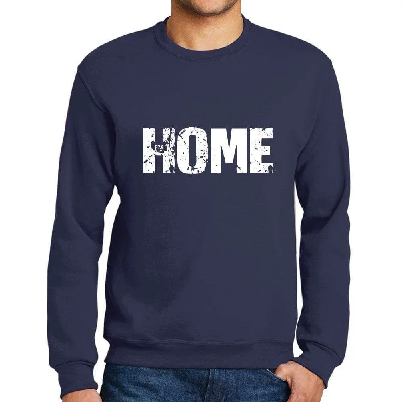 Easy Fashion Men's Printed Graphic Sweatshirt Popular Words HOME French Navy