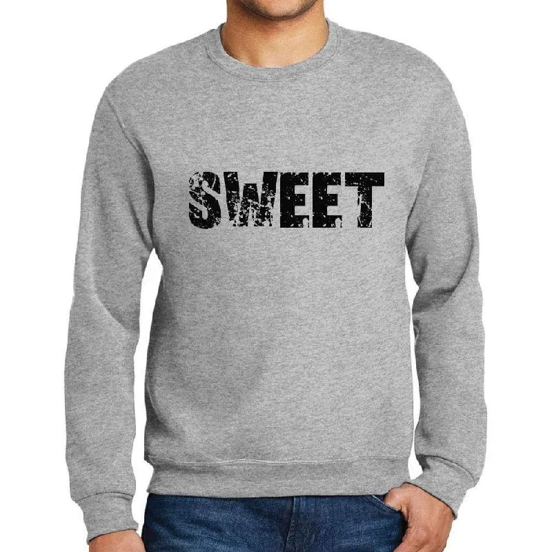 Everyday Comfort Men's Printed Graphic Sweatshirt Popular Words SWEET Grey Marl