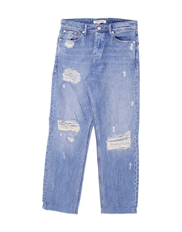 Sports And Leisure TOMMY HILFIGER Mens Distressed Straight Jeans W28 L28  Blue Cotton