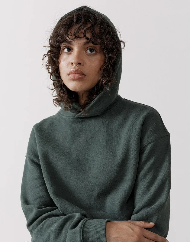 Design Perception The Womens Pullover Crop Hoodie in Earth Green