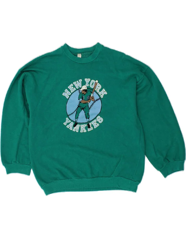 Ethnic Style VINTAGE Boys New York Yankees Graphic Sweatshirt Jumper 15-16 Years Green