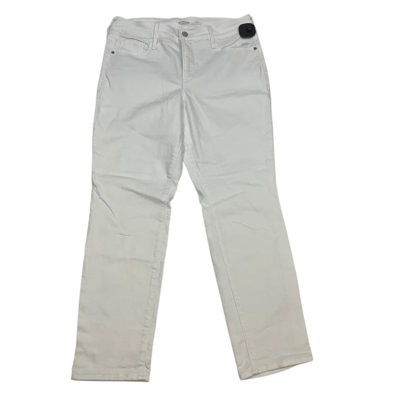 Fashionable And Versatile Jeans Straight By Old Navy In White Denim, Size: 12p