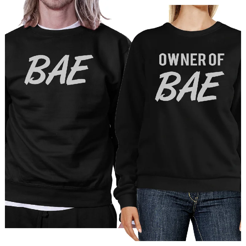 Playful Style Bae And Owner Of Bae Matching Couple Black Sweatshirts