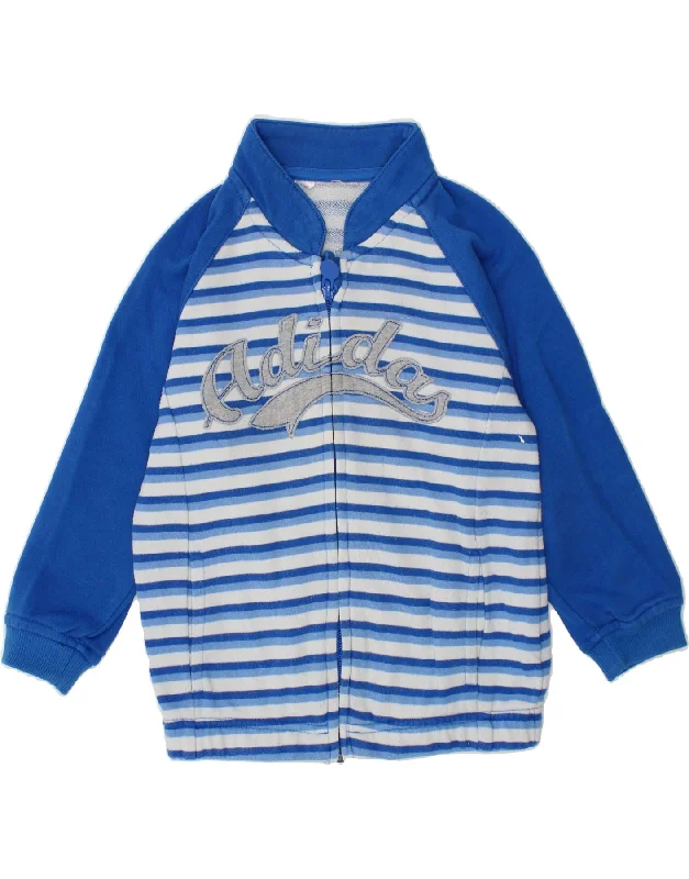Cozy Lifestyle ADIDAS Boys Graphic Tracksuit Top Jacket 2-3 Years Blue Striped Cotton