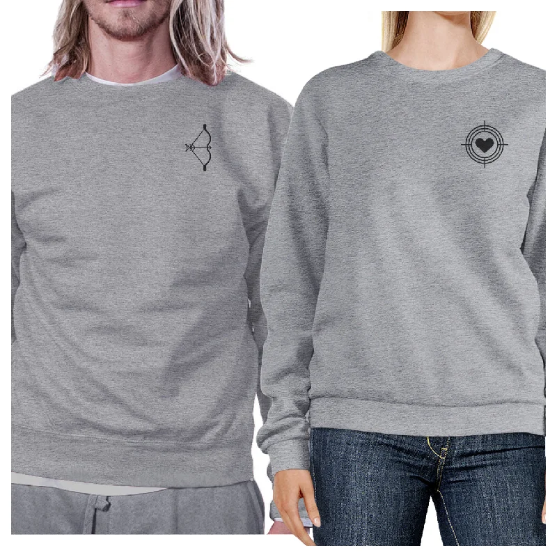Relaxed Dresses Bow And Arrow To Heart Target Matching Couple Grey Sweatshirts