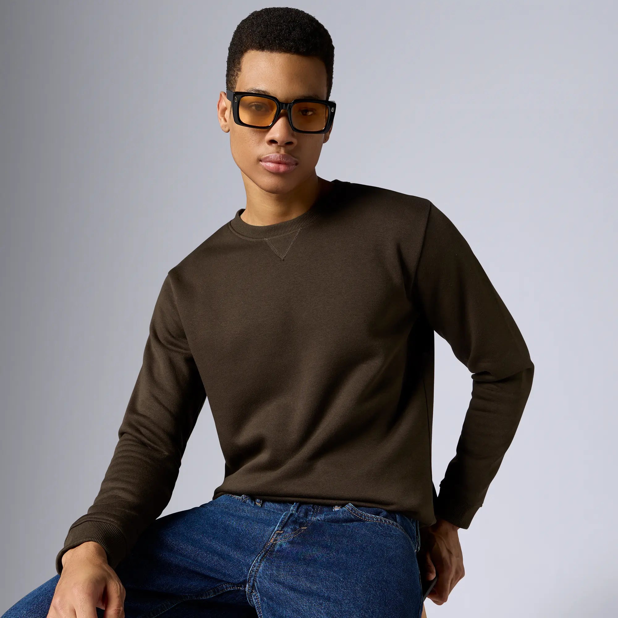 Relaxed Looks Neo French Terry Cotton-Blend Sweatshirt Malt Brown