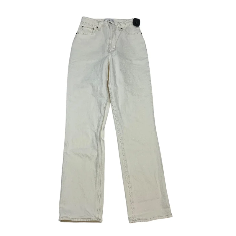 Elegant Dressing Jeans Straight By Abercrombie And Fitch In Cream Denim, Size: 2