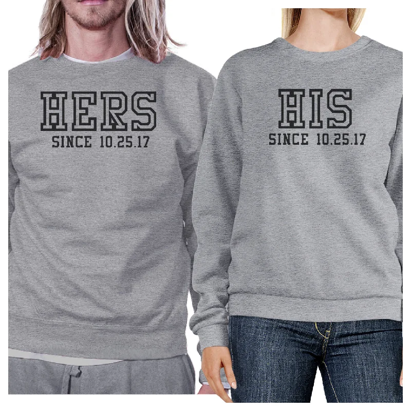 Summer Comfort Hers And His Since Custom Matching Couple Grey Sweatshirts
