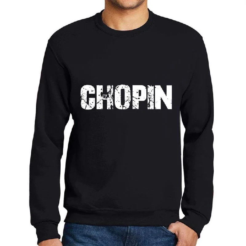 Luxury Style Men's Printed Graphic Sweatshirt Popular Words CHOPIN Deep Black