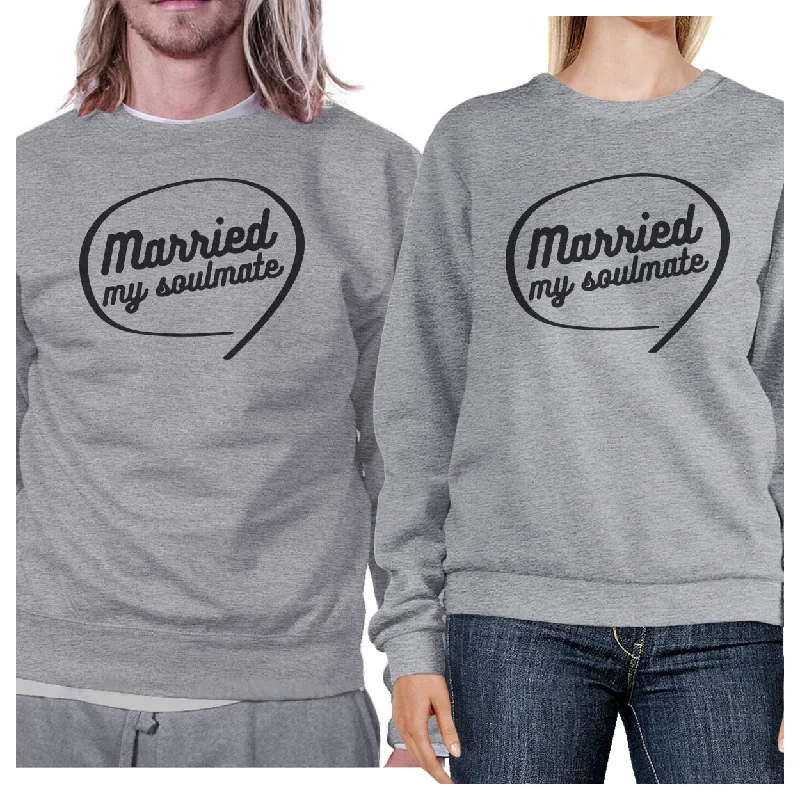 Comfortable Sweaters Married My Soulmate Matching Couple Grey Sweatshirts