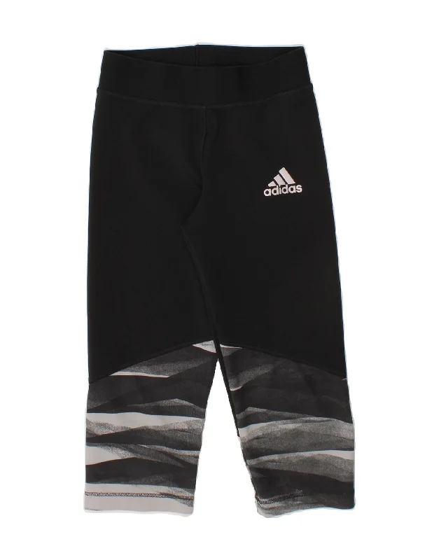 Comfortable Jackets ADIDAS Girls Climalite Leggings 7-8 Years XS Black Colourblock Polyester
