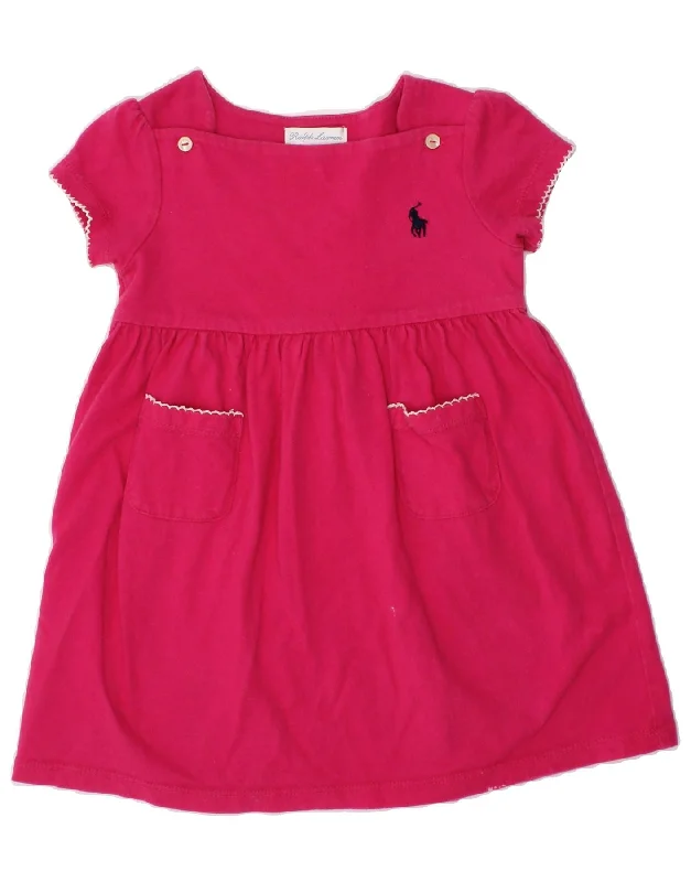 Effortless Wear RALPH LAUREN Baby Girls A-Line Dress 12-18 Months Pink Cotton