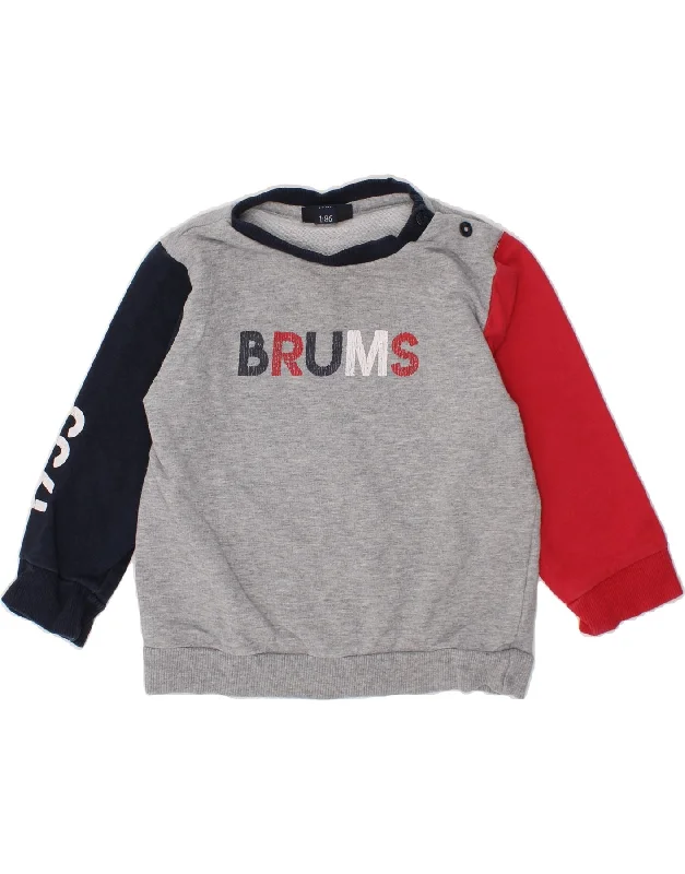 Nightclub Style BRUMS Baby Boys Graphic Sweatshirt Jumper 12-18 Months Grey Colourblock