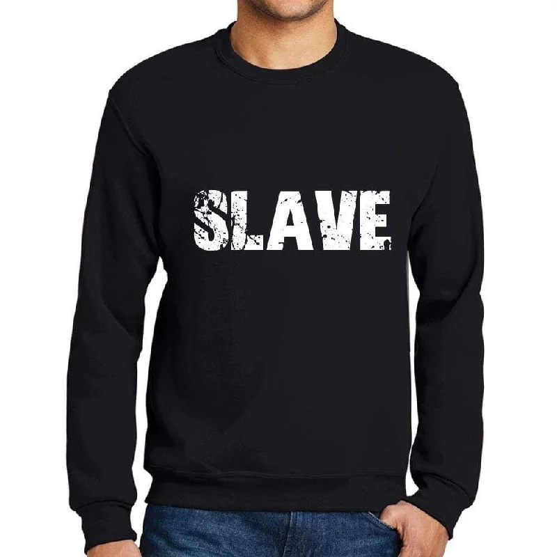 Leisure Travel Men's Printed Graphic Sweatshirt Popular Words SLAVE Deep Black