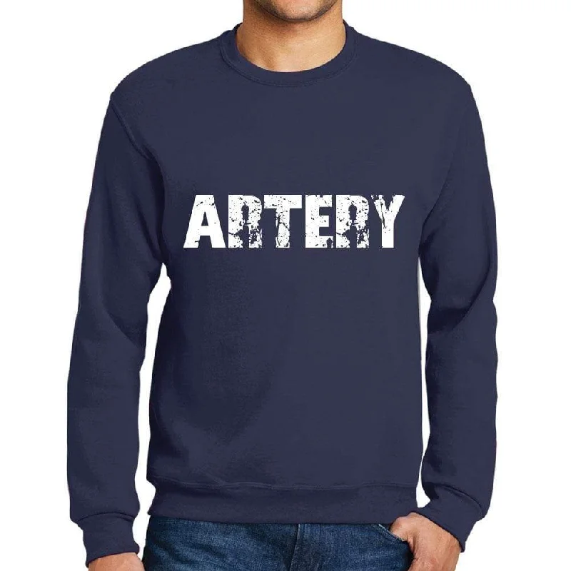 Warm Chic Men's Printed Graphic Sweatshirt Popular Words ARTERY French Navy