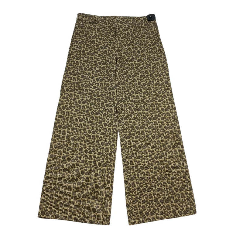 Sporty Wear Jeans Wide Leg By Vestique In Animal Print, Size: L