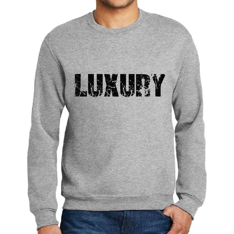 Youthful Style Men's Printed Graphic Sweatshirt Popular Words LUXURY Grey Marl