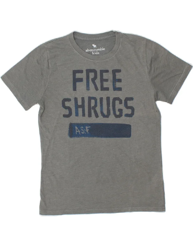 Design Must-have ABERCROMBIE & FITCH Boys Graphic T-Shirt Top 13-14 Years Grey Cotton