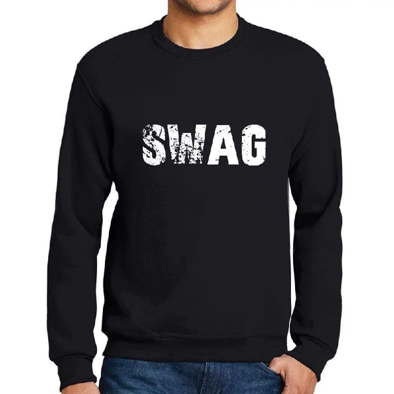 Celebrity Style Men's Printed Graphic Sweatshirt Popular Words SWAG Deep Black