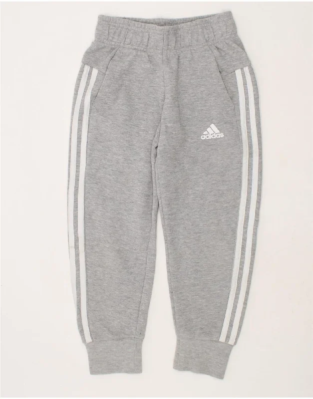 Soft Wearables ADIDAS Girls Tracksuit Trousers Joggers 6-7 Years Grey Cotton