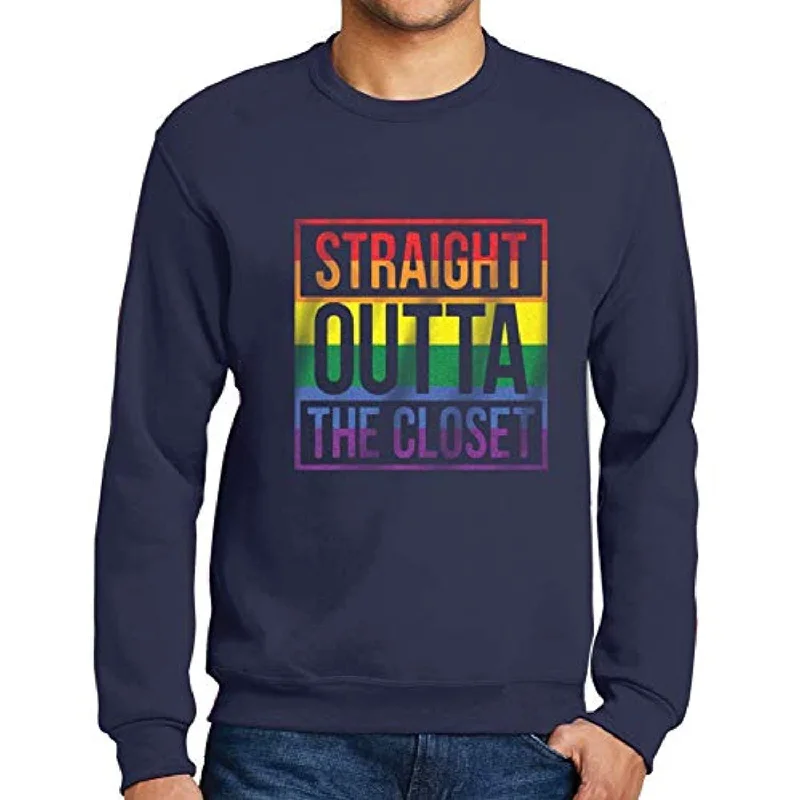 Versatile Outfits Ultrabasic Men's Printed Graphic Sweatshirt LGBT Straight Outta The Closet French Navy