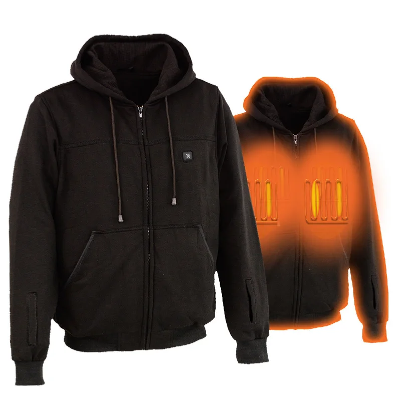 Easygoing Outfits Nexgen Heat NXM1717DUAL Technology Men's “Fiery’’ Heated Hoodie- Black Sweatshirt Jacket for Winter w/ Battery Pack