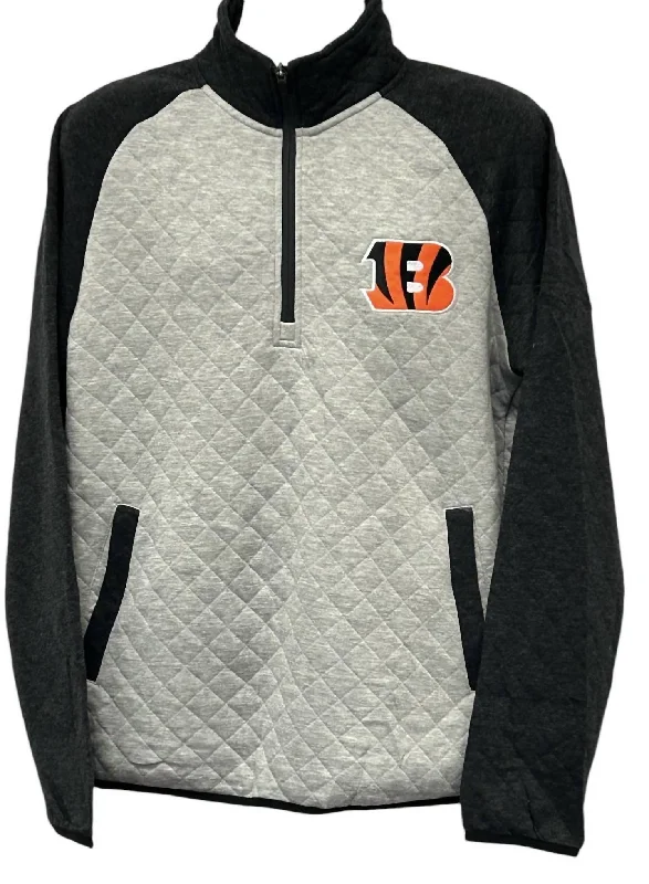 Lazy Style Men's Cincinnati Bengals 1/4-Zip Pullover In Grey