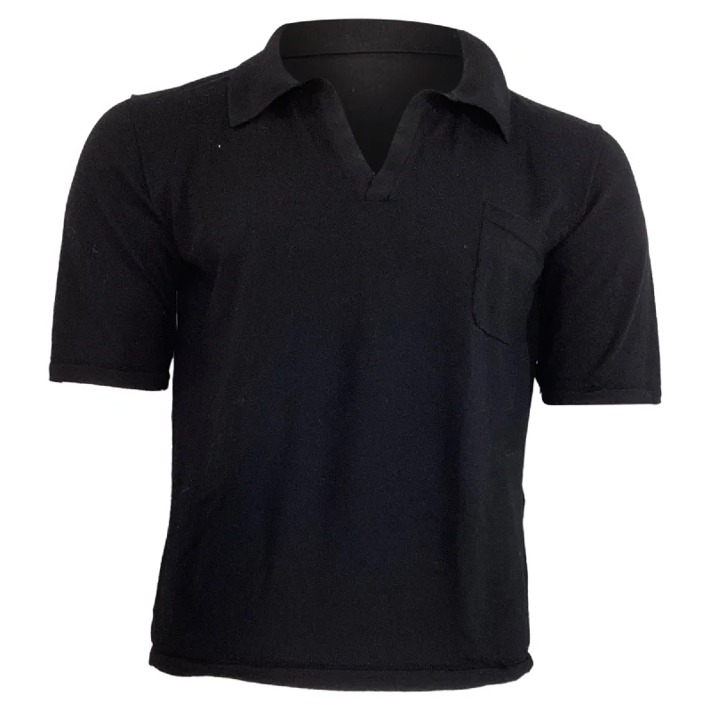 Classic Items Saint Laurent  Cassandre Knitted Polo Shirt in Black Wool
