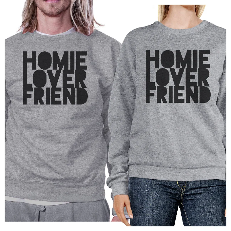 Soft Looks Homie Lover Friend Matching Couple Grey Sweatshirts
