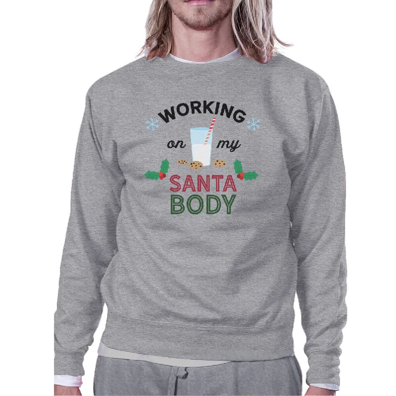 Unique Prints Working On My Santa Body Grey Sweatshirt
