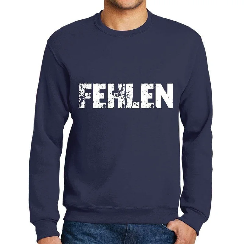 Fashionable Comfort Men's Printed Graphic Sweatshirt Popular Words FEHLEN French Navy