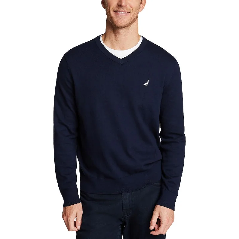 Fashion Selection Mens Knit Cotton Stretch V-Neck Sweater