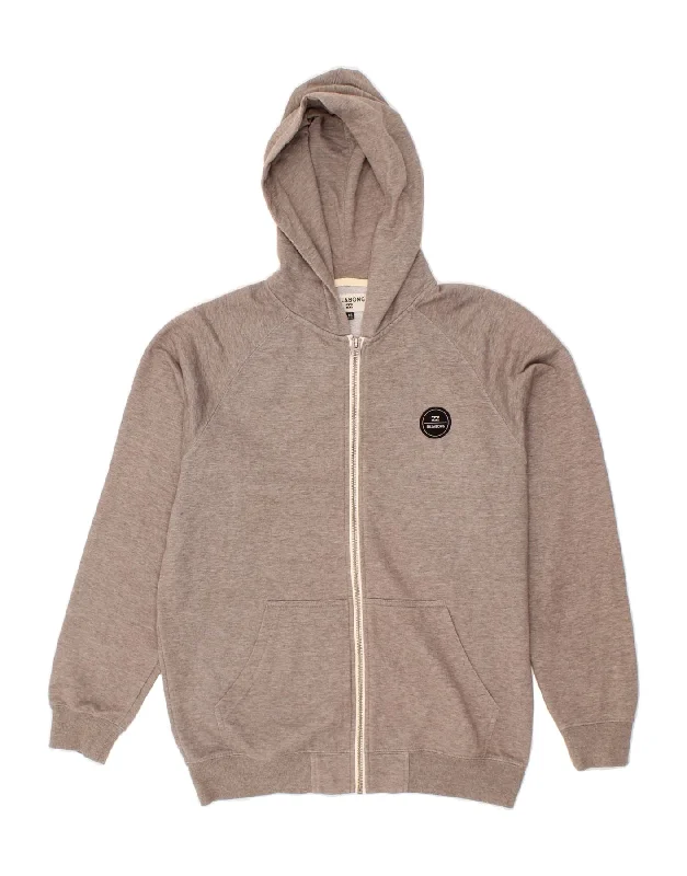 New Design BILLABONG Boys Zip Hoodie Sweater 15-16 Years Grey Cotton