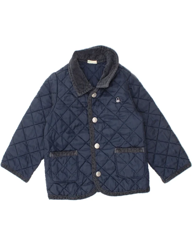 Relaxed Looks BENETTON Baby Boys Quilted Jacket 9-12 Months Navy Blue Nylon