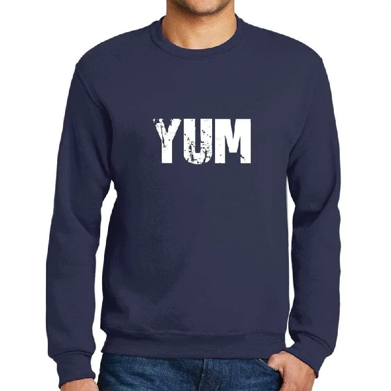 Diamond Series Men's Printed Graphic Sweatshirt Popular Words YUM French Navy