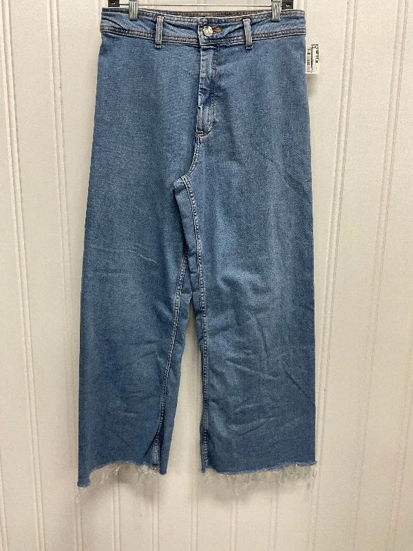 European And American Style Jeans Wide Leg By Zara In Blue Denim, Size: 10