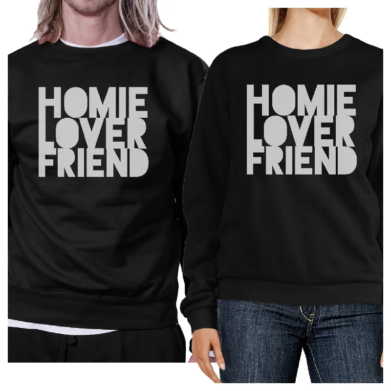 Knowledge And Elegance Homie Lover Friend Matching Couple Black Sweatshirts